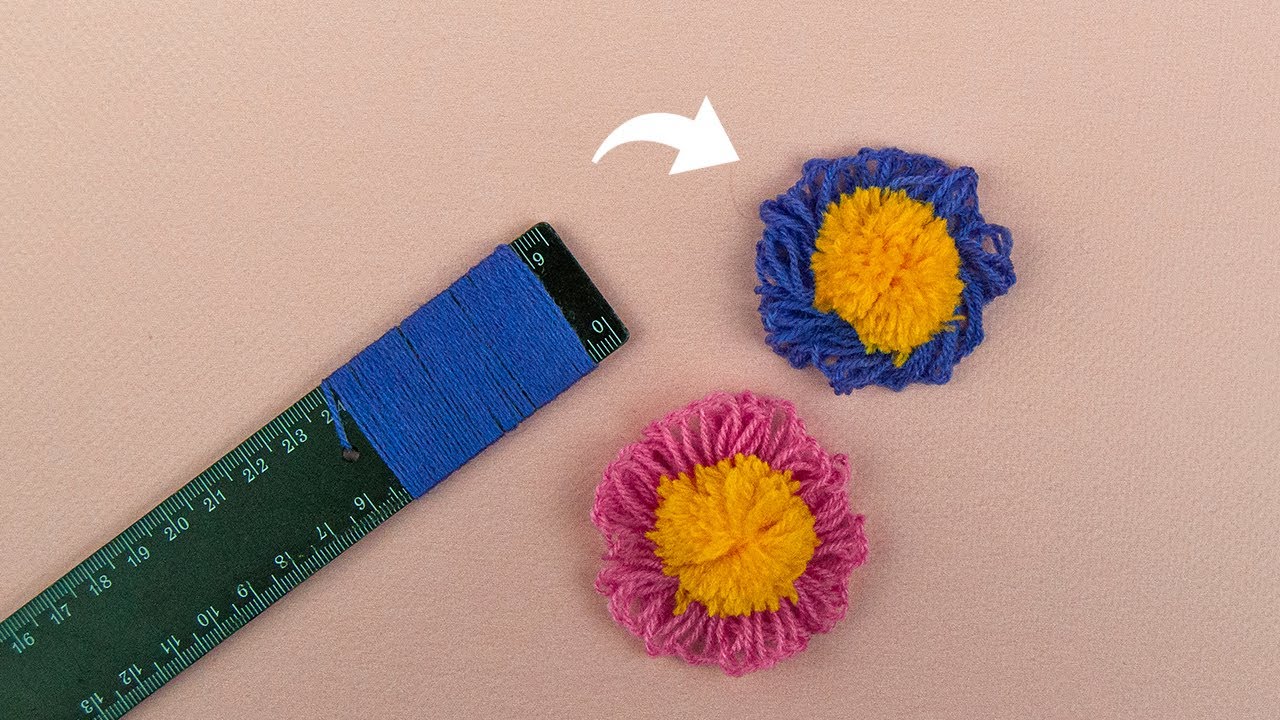 DIY How to make woolen tassels with a hand embroidery - easy woolen ...