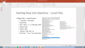 S01 Statistica Hands On, Getting Data Into Statistica  - Local Files