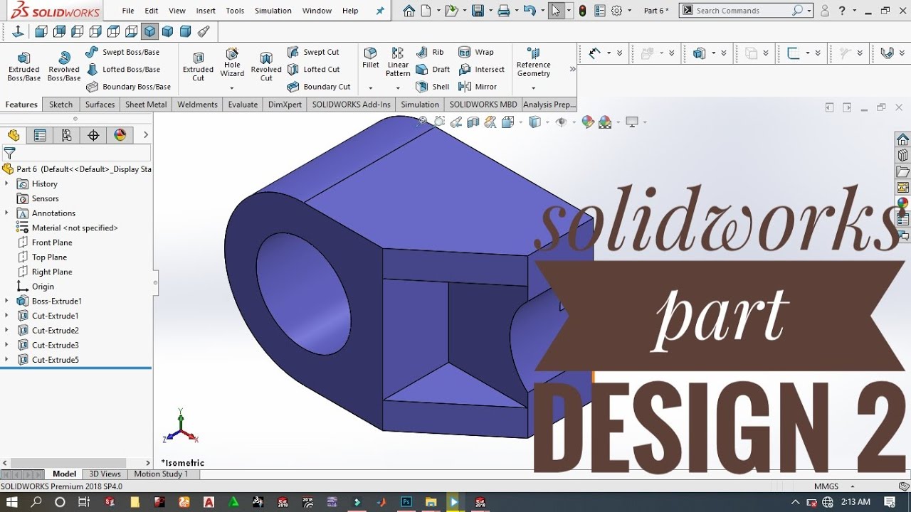 SolidWorks Tutorial for Beginners-[2020] - Exercise 02 - Part 02 - YouTube