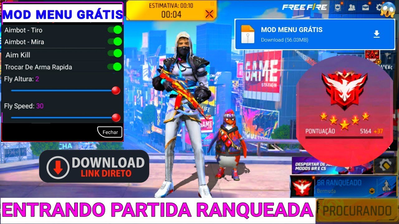 NOVO HACK GRÁTIS DO FREE FIRE, MOD MENU NOVA ATUALIZAÇÃO COMPLETO COMO BAIXAR E INSTALAR