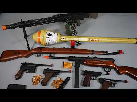 Shell ejecting Luger P08 ToyGun AK47 Airsoft Kar98 Nerf Gun POV Reload Realistic Toy Guns Collection