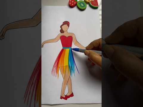 Satisfying Art Rainbow Dress Painting Shorts Short Youtubeshorts Viral Art Shortvideo