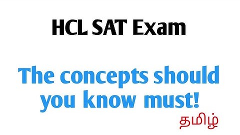 HCL SAT Exam Questions & Concept explained in tamil 2020