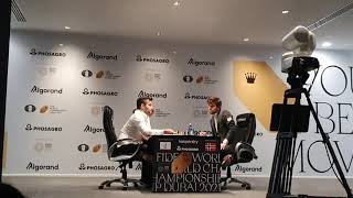 Final moments of Magnus Carlsen winning the World Championship 2021