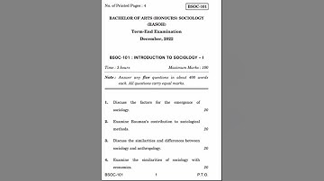 BSOC-101 dec-2022 question paper in English