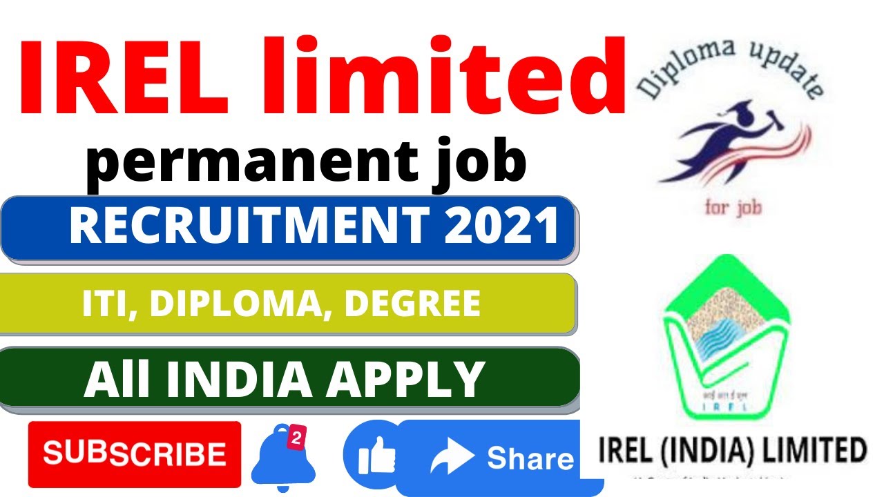 IREL Atomic Energy Department Diploma Degree Trainee Recruitment 2021 | ITI Diploma Degree | IREL