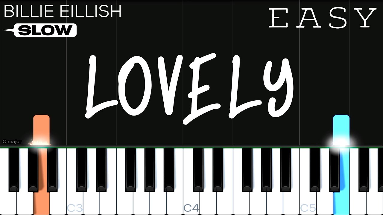 Billie Eillish, Khalid - lovely | SLOW EASY Piano Tutorial