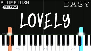 Billie Eillish, Khalid - lovely | SLOW EASY Piano Tutorial