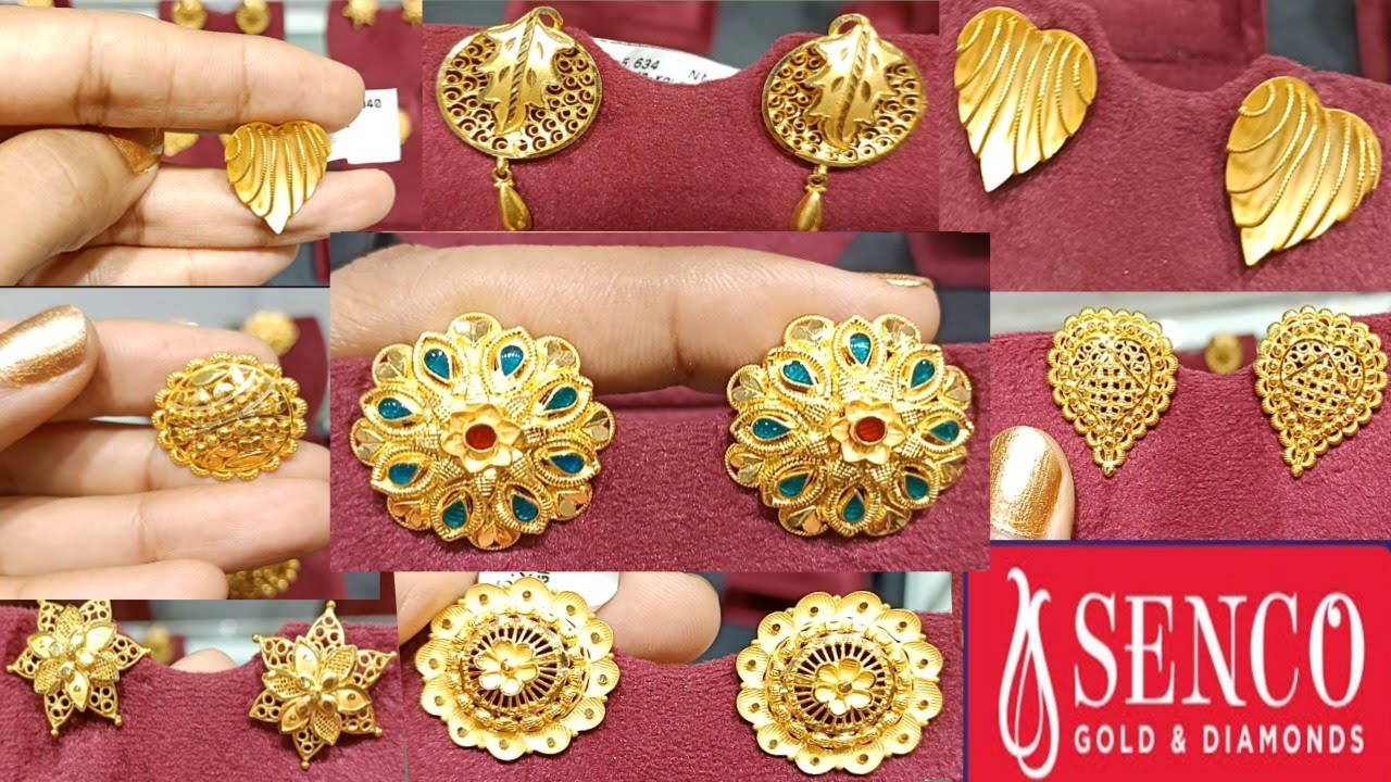 Buy Senco 22K Yellow Gold 3-Layered Floral Studs online