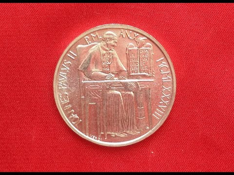 VATICAN SILVER 1000 LIRE 1988 (UNC) - Pope John Paul II seated at desk