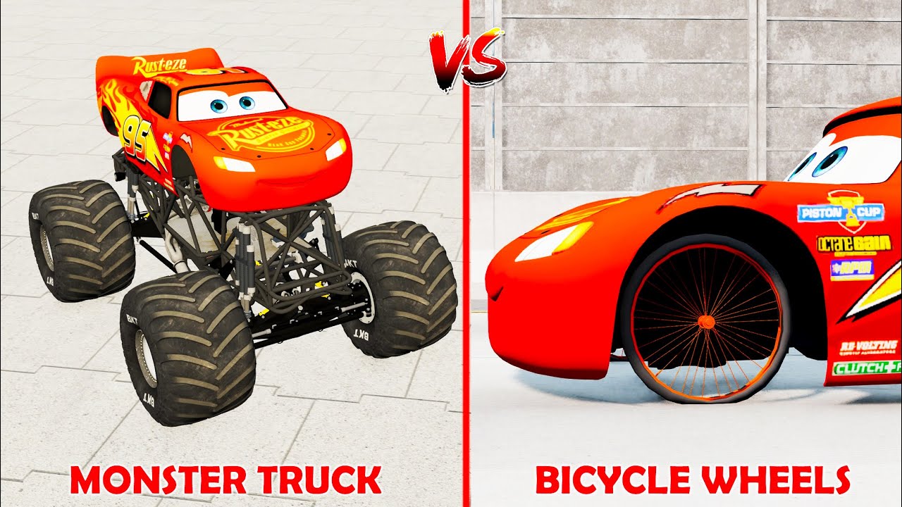Lightning McQueen with Bicycle Wheels VS Lightning McQueen with Monster Truck wheels: What is Best?