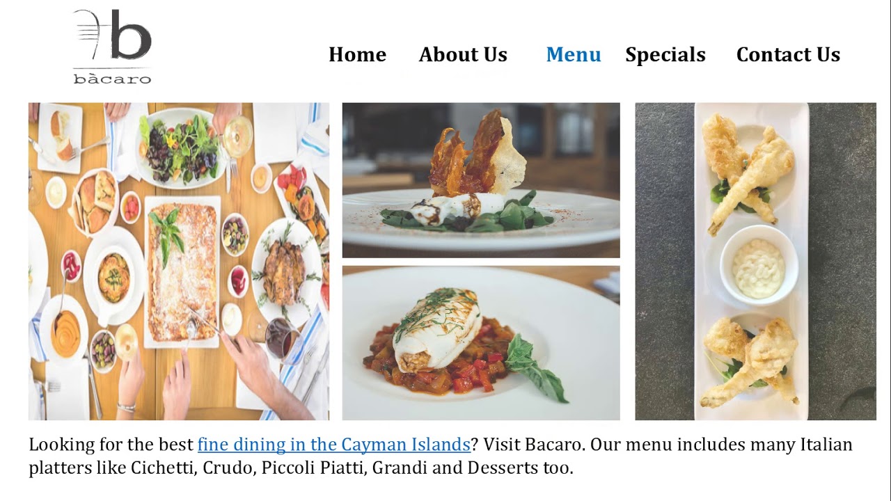 Bacaro - Venetian Inspired Restaurant in Grand Cayman