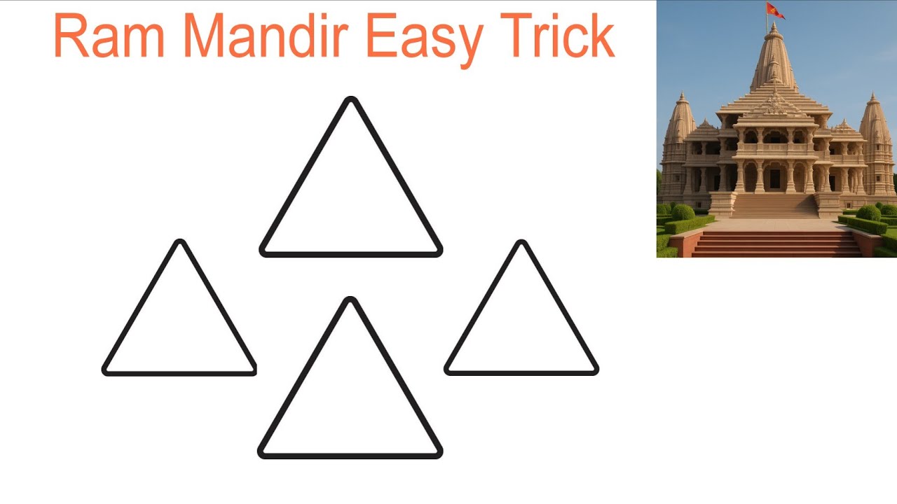 Triangle Se Ram Mandir Ki Drawing | Easy Ram Mandir Drawing | Temple Drawing | Ayodhya Ram Mandir