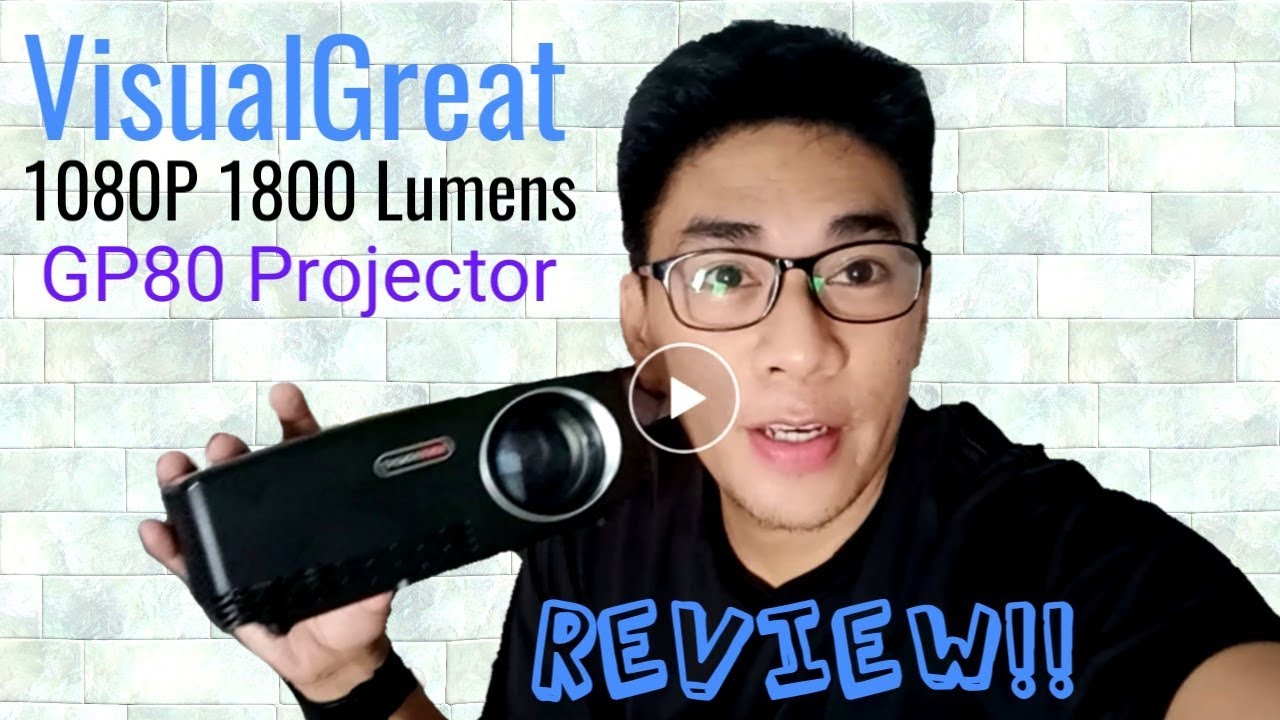 VisualGreat 1800 Lumens Projector Lumens Projector GP80 LED HD 1080P