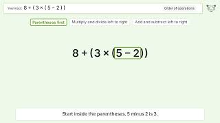Master Order of Operations: Solve 8+(3*(5-2))