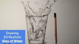 drawing water glass 3d cup pencil easy drawings tutorial getdrawings paintingvalley