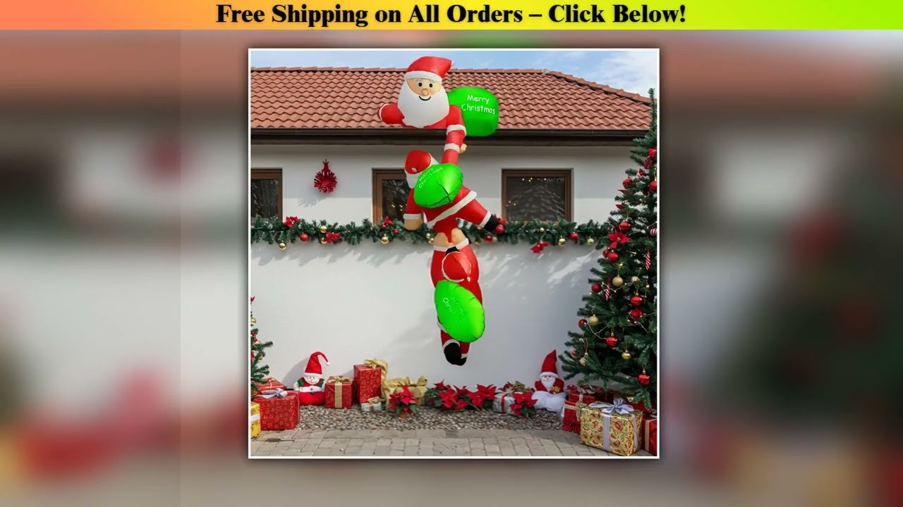 8FT Christmas Inflatable Outdoor Decoration With LED Lights, Blow Ups for Lawn Yard Xmas Decor