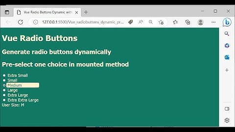 VUE Radio Buttons: Two versions -- simple, hardcoded and dynamically generated with v-for