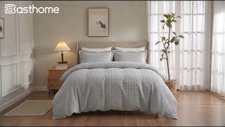 Easthome Waffle Weave 100 Cotton Duvet Cover Set for All Season