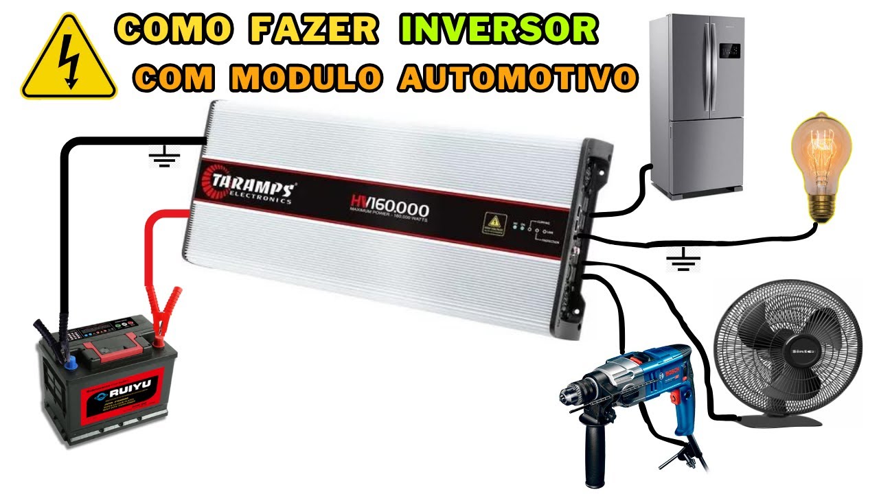 COMO FAZER INVERSOR CASEIRO COM MÓDULO DE SOM AUTOMOTIVO  Passo a Passo