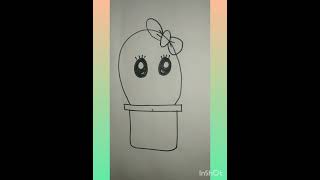 How To Draw Baby Catcuseasy Drawing For Kids And Toddlereasy Baby Cactus Drawing And Coloring
