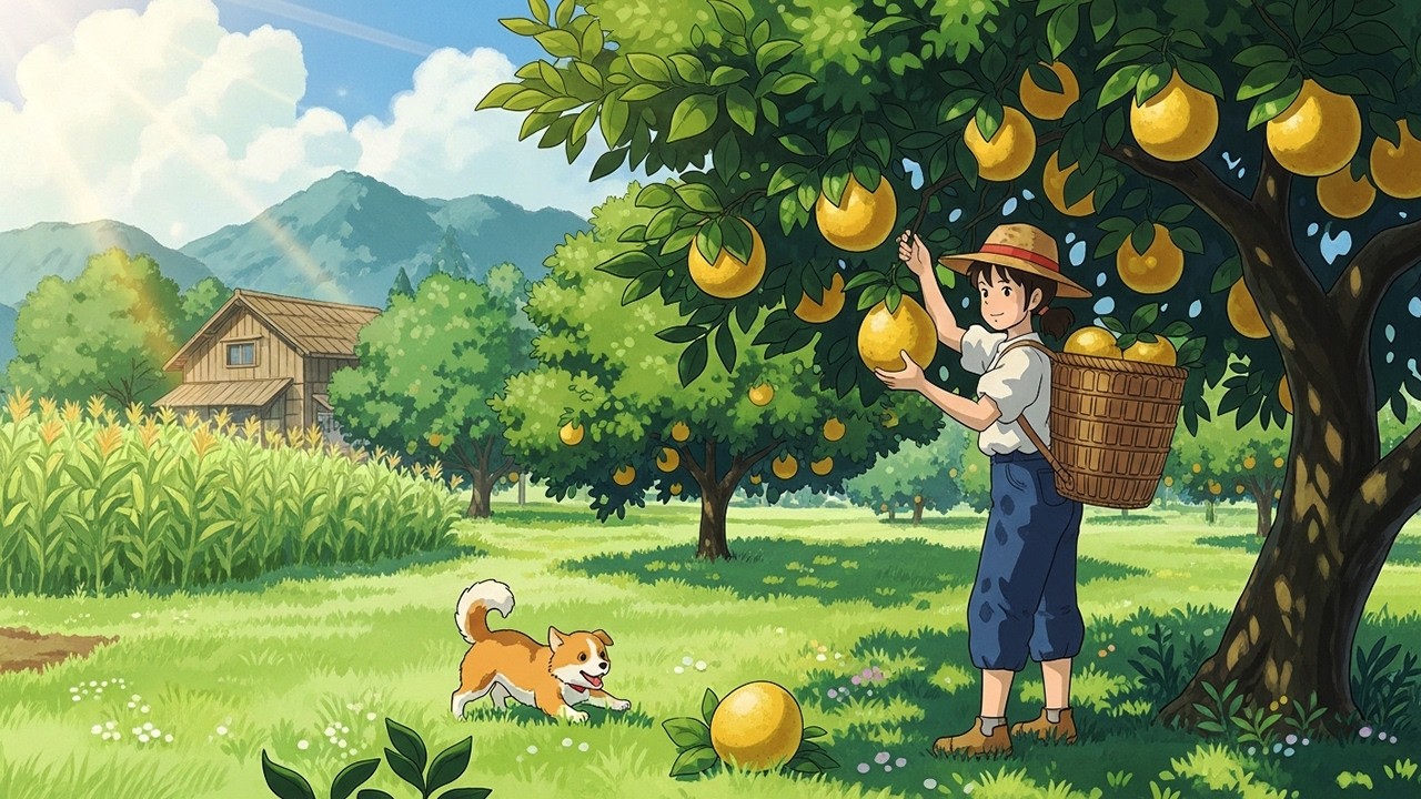 Harvesting Golden Pomelos – Making Candied Pomelo Peel & Honey Pomelo Tea | Cozy Ghibli ASMR