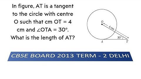 In figure, AT is a tangent to the circle with centre O such that cm OT = 4 cm and ∠OTA = 30°.