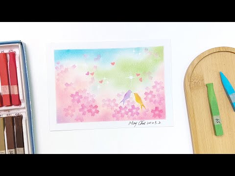 Valentine’s Day Card / Soft Pastels / Peaceful Art / Easy Drawing