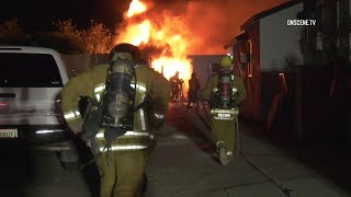 RV Fire Extends Into Shed In Arleta