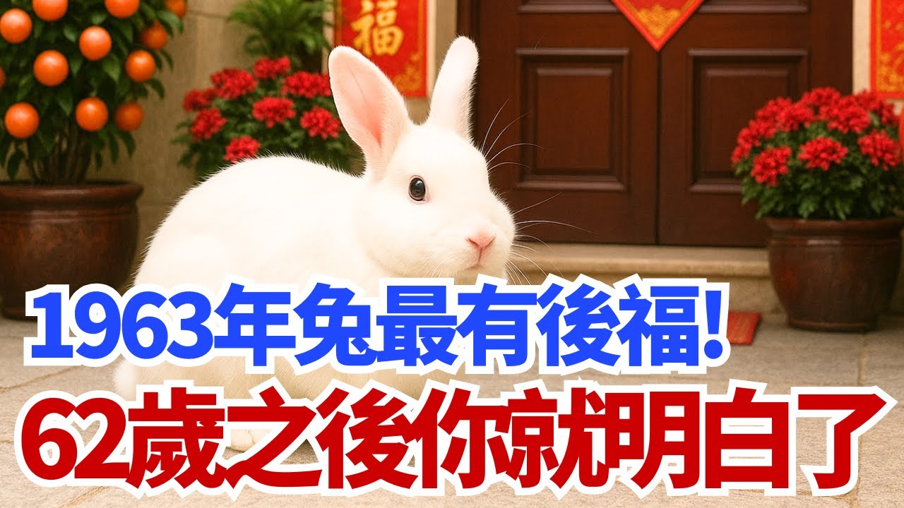 揭秘真相！為什麼說1963年的兔是「最有後福」的？62歲之後你就明白了！#1963年屬兔 #癸卯兔 #屬兔 #生肖兔 #水兔 #晚年運勢 #生肖運勢 #命理 #運程 #財運 #改運 #轉運 #命運
