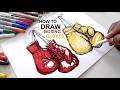How to draw and Color Boxing Gloves by Artist Gregory Hilderbrand, Jr