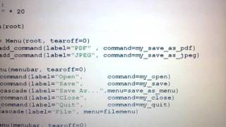 Python/ Tkinter program producing text/ image labelled menus.