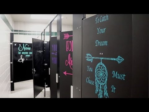Positive Messages Pop Up in Girls Bathrooms