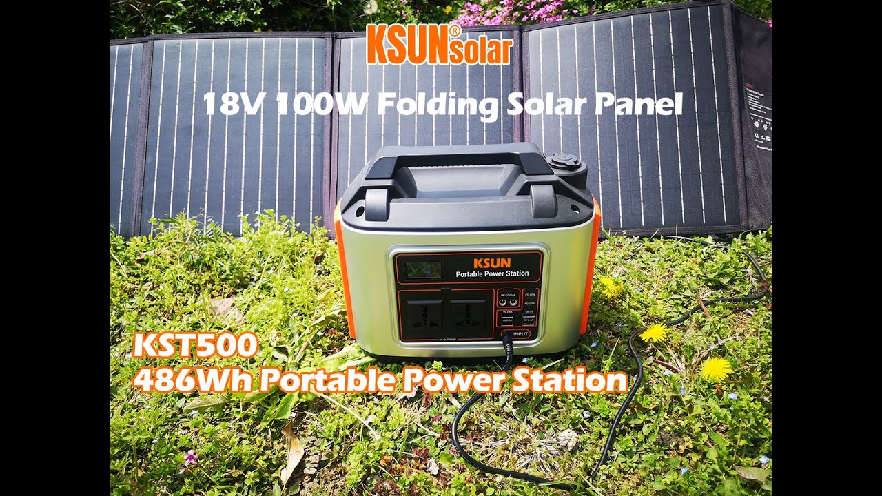 KST500 486Wh portable power station + 80W folding solar panel - YouTube