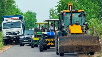 Jcb 3dx loading Mud in TATA Tippers Tractors Swaraj 855Fe New Holland 3630 Tractor newjcb Thar Truck