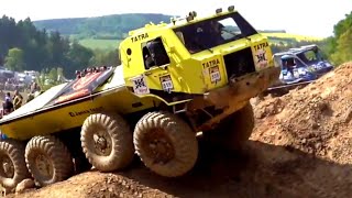 Europe 8x8 Tatra truck trials; tough terrain