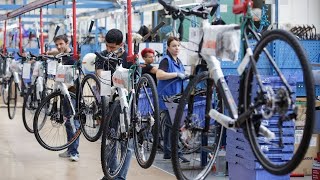 Fantastic GIANT bicycle manufacturing process in factory. Incredible carbon fibre bikes production.