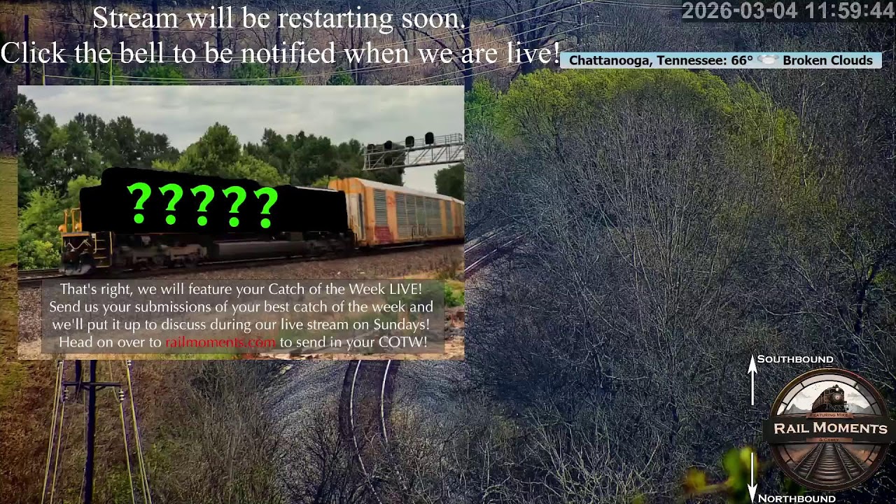 Live Chattanooga Railcam on W&A Subdivision - #CSX line in bird sanctuary by Mile Post 122.8 in TN