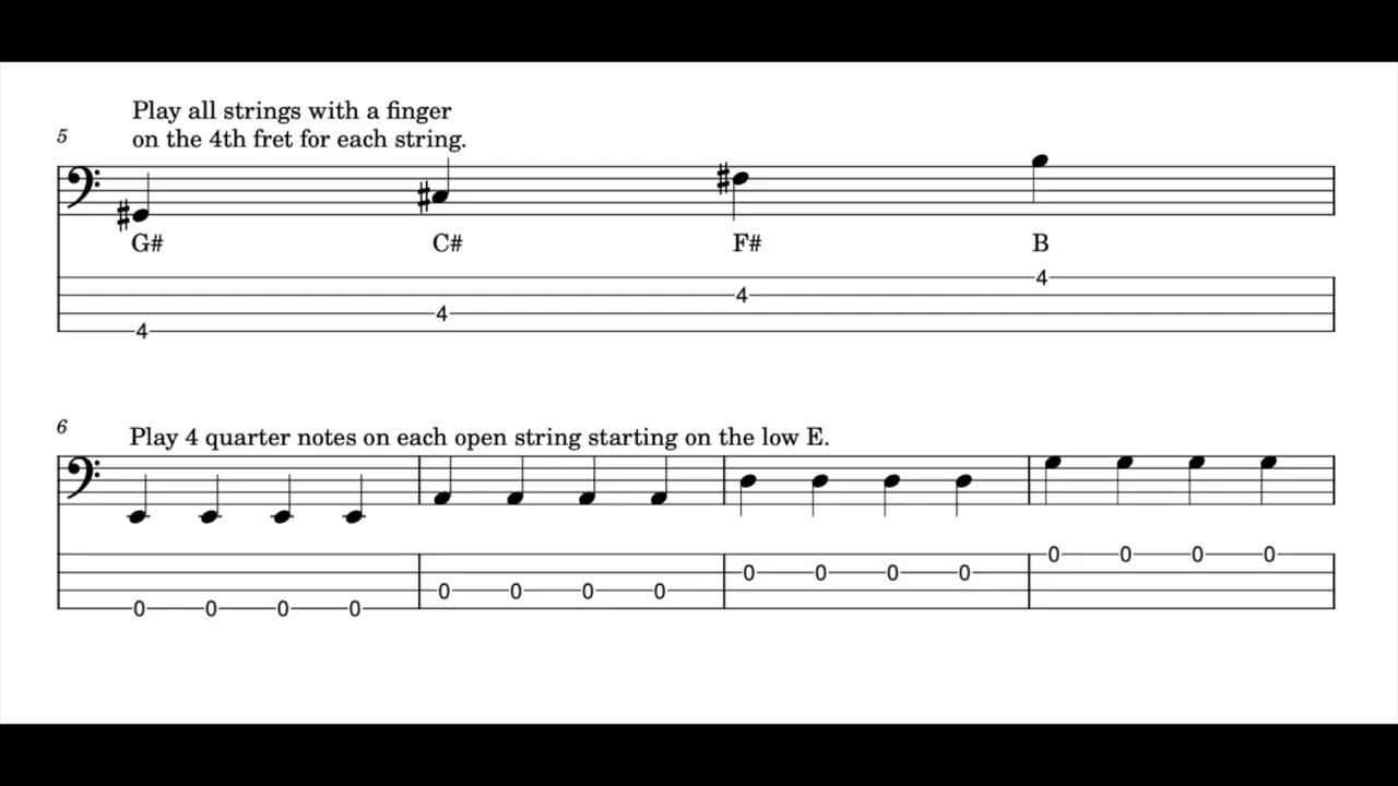Bass Guitar Exercises (Practicing each individual string)