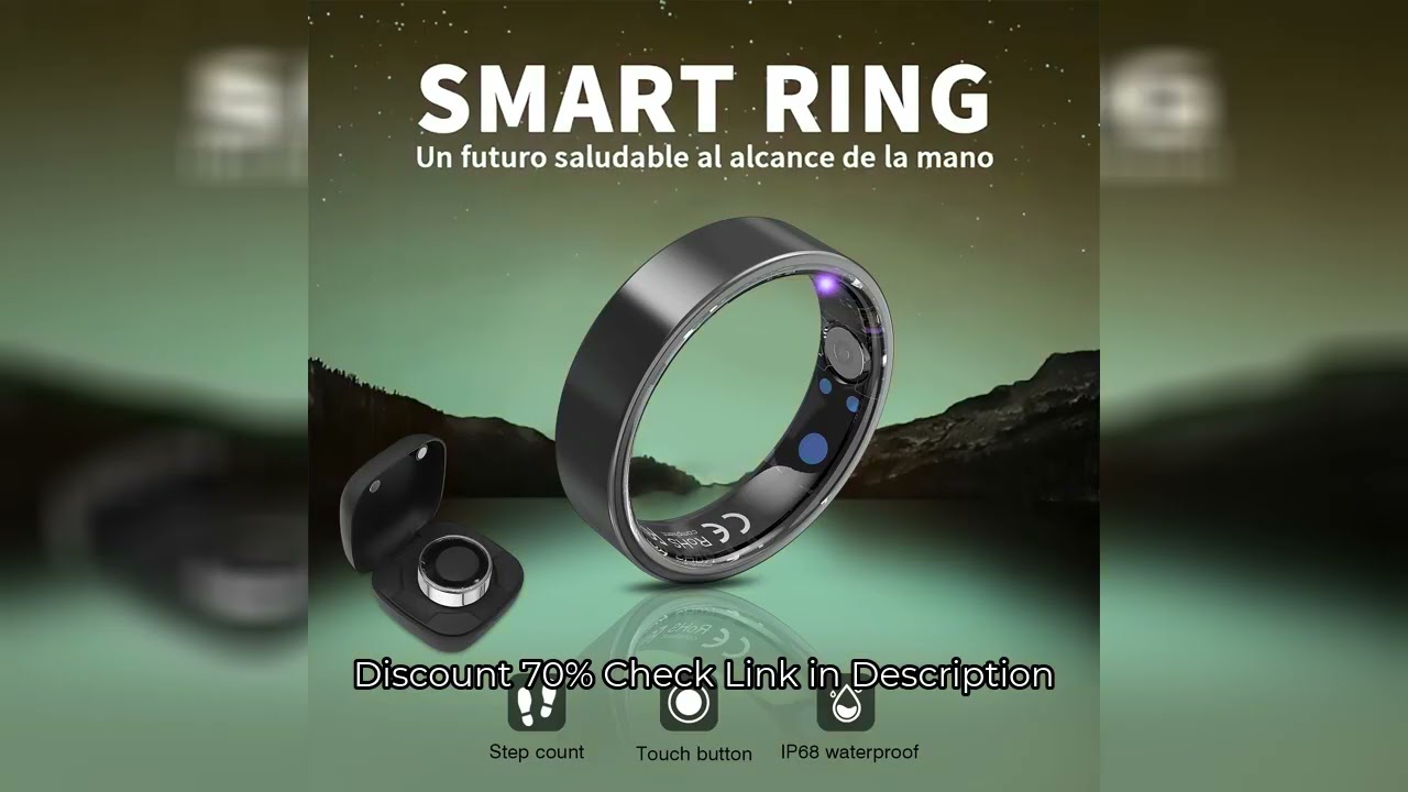 Smart ring, IP68 waterproof, sleep monitoring, multiple sports modes, pedometer, stainless steel mat
