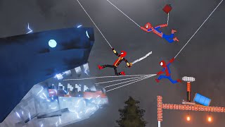 Spider-Man Spider-Verse vs Megalodon in People Playground