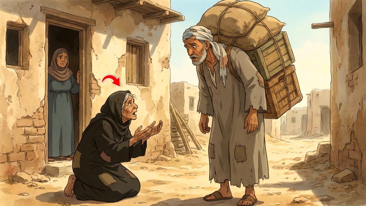 #قصة الحمال الفقير وزوجته الصابرة!! والمرأة العجوز التي أرسلها الله له فغيرت حياته للأبد!!