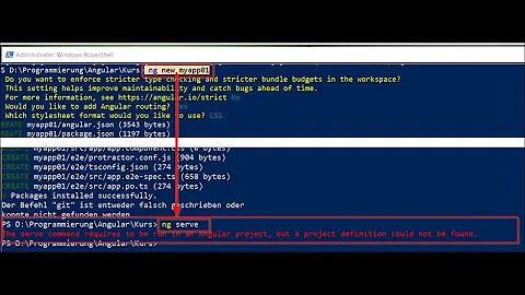✔ ng serve : The serve command requires to be run in an Angular project definition not be found.