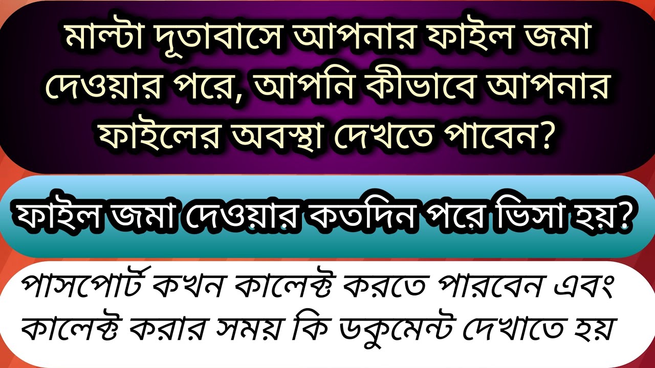 মাল্টা দূতাবাসে(VFS) ফাইল জমা দেওয়ার কতদিন পরে ভিসা হয়?  কীভাবে আপনার  ফাইলের অবস্থা  দেখবেন?