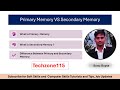 Primary Memory VS Secondary Memory, Volatilie, nonvolatile #techzone115 #ITsonu7i @ITSonu7i