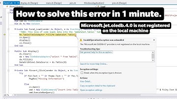 Solving "Microsoft.Jet.OLEDB.4.0 is Not Registered on the Local Machine"in VB.NET Easily In 1 Minute