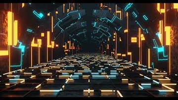 3d rendering loop of neon sci fi corridor