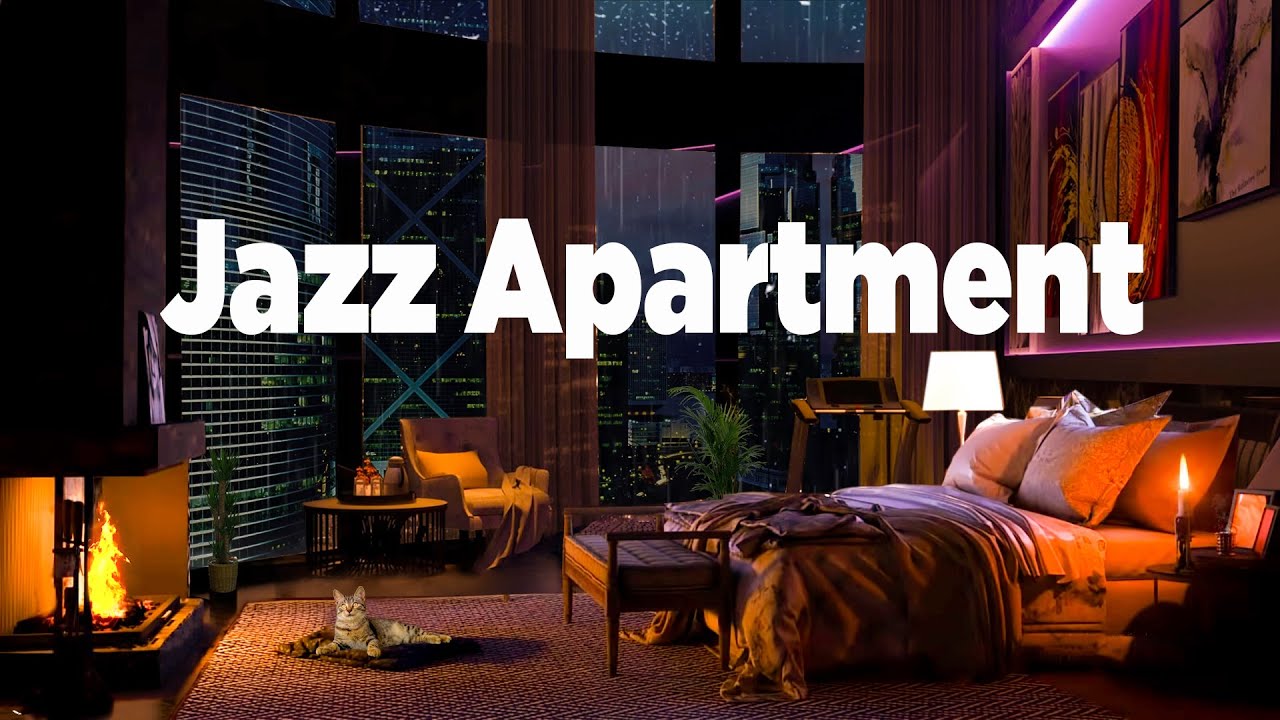 Smooth Jazz Music In Cozy New York Apartment - Relaxing Jazz Music And Rain Sounds For Sleep, Mood