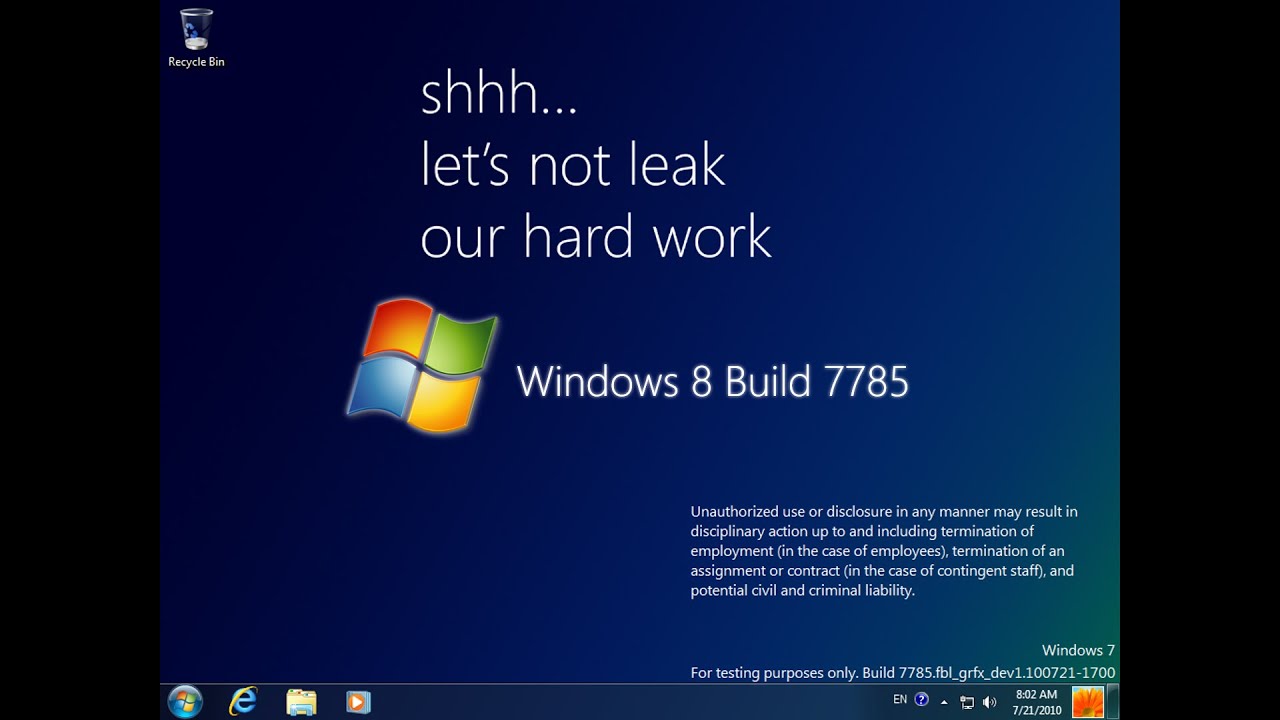 Taking a look at Windows 8 Build 7785 - YouTube