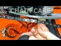 Ktm 390 125 250 200 duke chain maintenance  clean adjust wear